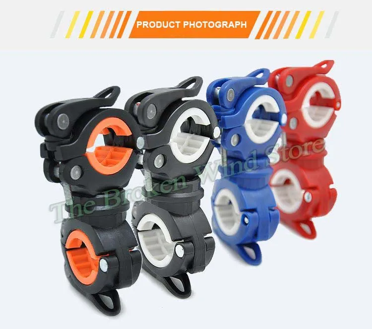 Best Sireck Bike Light Clip 360 Degree Rotatable Cycling Led Front Light Flashlight Lamp Bicycle Handlebar Holder Support Accessories 14