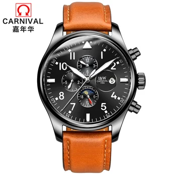 

Automatic Men's Watches Top Brand Luxury CARNIVAL Business Leather Mechanical Watch Men Waterproof Sport Watch Relogio Masculino