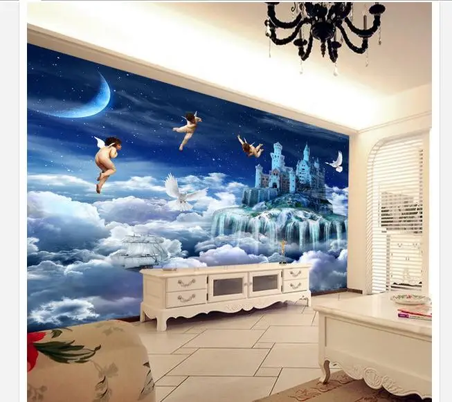 Custom mural 3D non-woven wallpaper Setting wall decoration painting creative dream angel heaven Children's paintings | Обустройство