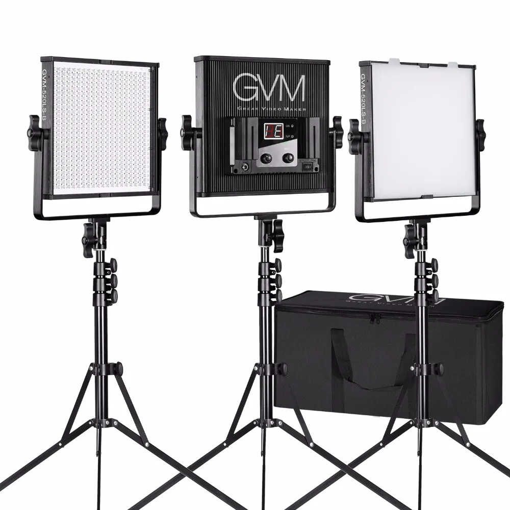 

GVM LED Photography Lighting Kit CRI97 3200-5600K With Satnd Tripod Digital Display LED Video Panel for Studio Lighting