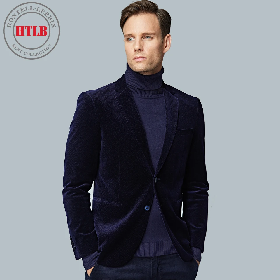 HTLB Brand Spring Men's Business Casual Fashion Corduroy Suit Jacket