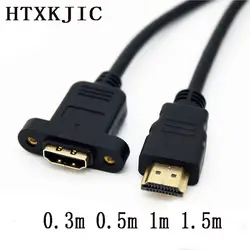 1 шт. 30 см 50 см 60 см 1 м 1,5 м позолоченные HDMI кабель-удлинитель мужчин и женщин с винтом Панель крепление V1.4 для 1080 PPSP HDTV