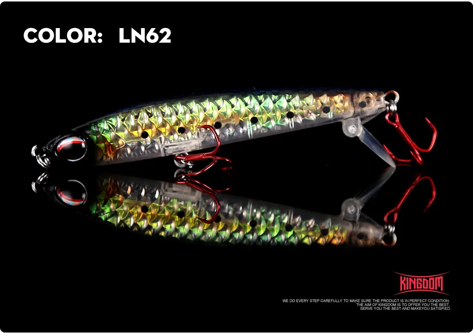 KINGDOM Hot High Quality Pencil & Minnow Fishing Lure Top water Hard Baits Good Action and Special reflective shiny fish skin  (13)