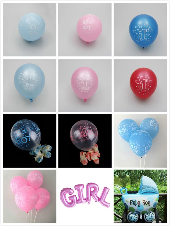 1/10pcs /lot It is a boy gril baby boy latex balloons for Birthday transparent and blue Pink Baby shower Party Decoration