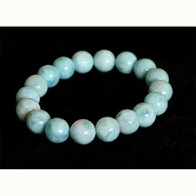 Скидка высокое качество натуральный синий Larimar стрейч браслет круглые бусины 10 мм