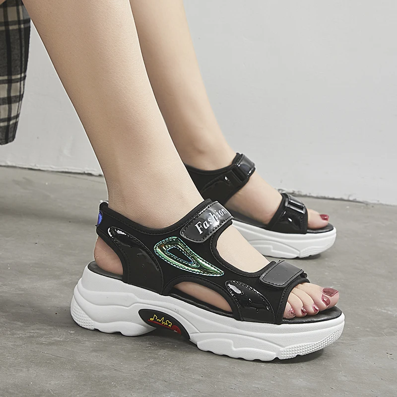 

2019 Summer Women Flat Shoes Large Size Peep-toe Sandalias Sandals Women Flip Flops Footwear Beach Sandals Roman Slippers