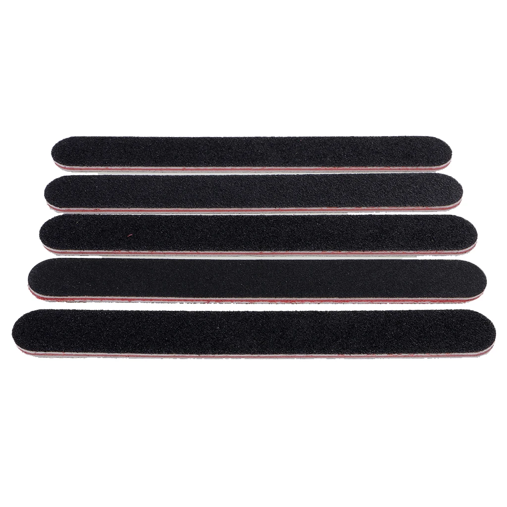 5 Pieces Professional 100/180 Grit Straight Black Pro Double Sided Manicure Nail Emery Boards Nail Polish Care Tools