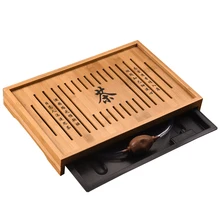 Бамбук Чай лоток кунг-фу Чай комплект Чай Аксессуары для стола пуэр Чай лоток ChaHai деревянный поднос с дренаж воды