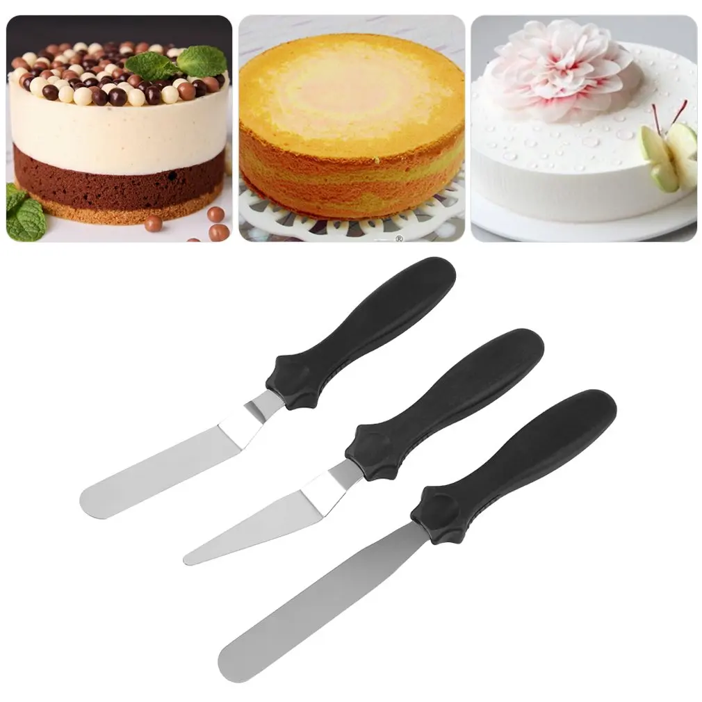 Houkiper Stainless Steel 3pcs Baking Pastry Spatulas Cake