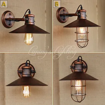 

Reto vintage antique rust swing head wall lamp led E27 for workroom bedside bedroom illumination sconce bathroom