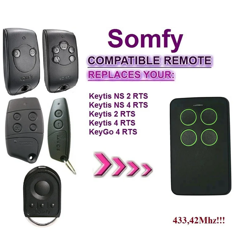 

SOMFY Keytis NS 2 RTS, Somfy Keytis 4 NS RTS compatible remote control 433Mhz