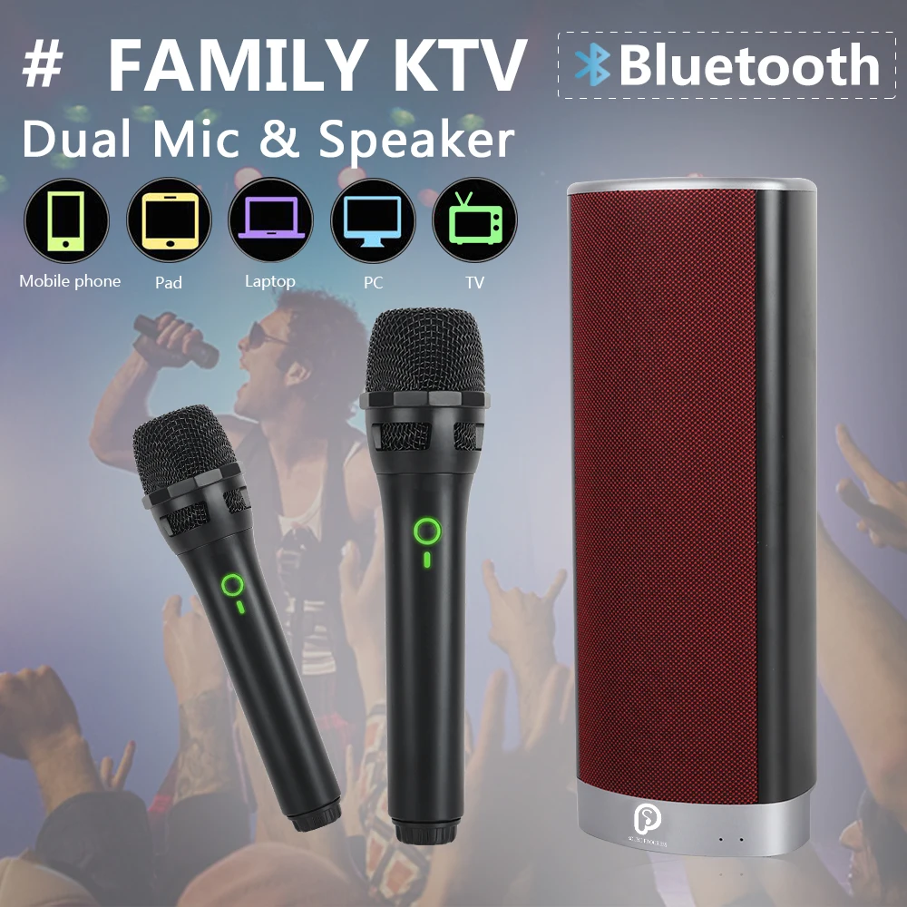 

SP-Family Karaoke System,built-in Bluetooth portable Speaker with 2 Wireless Microphone for Family K songs/Party,Plug and play