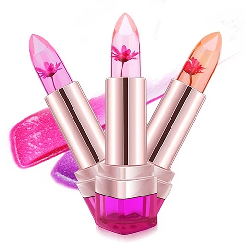 

2016 New Fashion Women Jelly Flower Lipstick Color Changeable Long Lasting Cosmetic Tool
