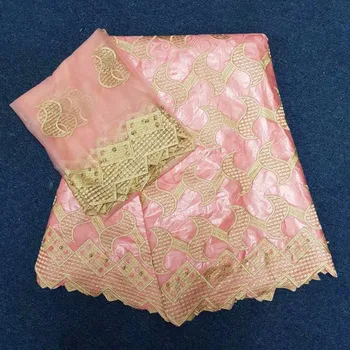 

African Bazin Riche Lace Fabric With beads For Sewing Embroidered Bazin Riche Getzner Fabric 5yards + 2yards ly1-59