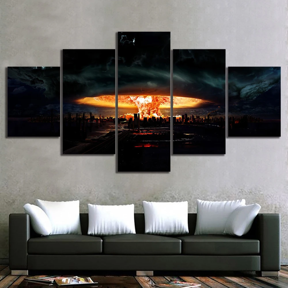 

HD Digital Art Pictures Printed Atomic Bomb Cityscape Poster Canvas Art Decorative Paintings for Living Room Decor