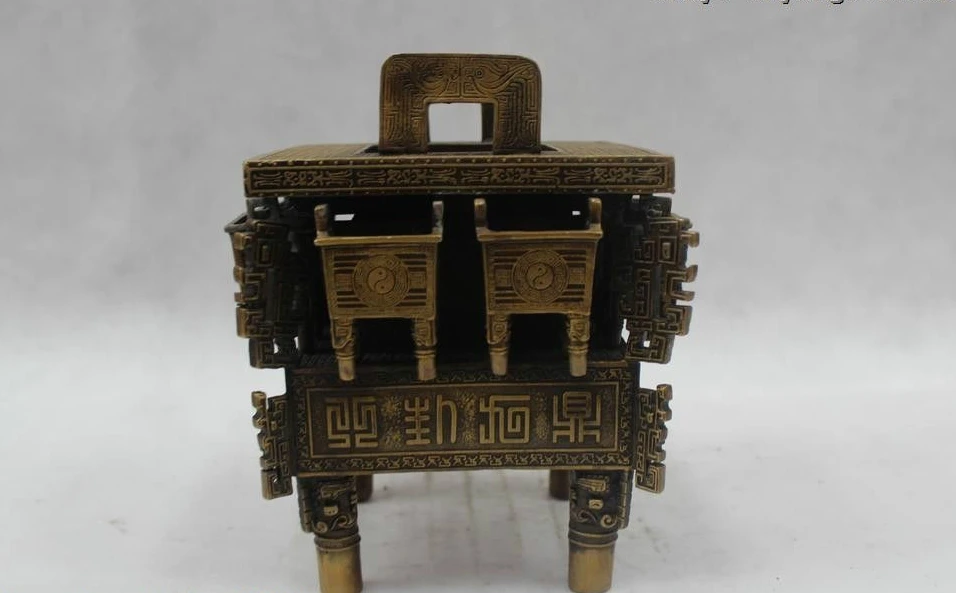 

8"China Folk Pure Bronze Lucky excellent TAI CHI Ba Gua incense burner