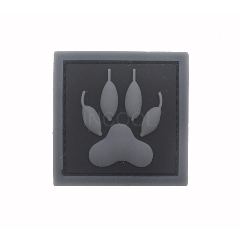 PVC Patch Dog Paw Animal Patch Tactical Emblem Badges Hook Rubber Patches For Jackets Jeans