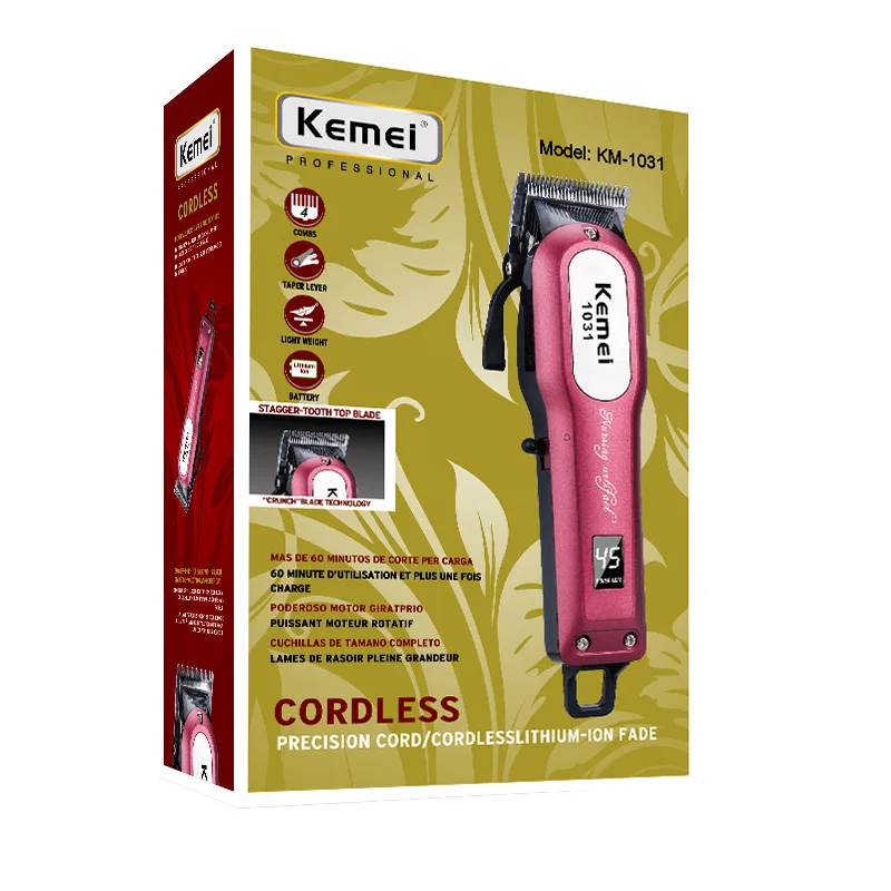 Kemei Профессиональная Беспроводная Машинка для стрижки волос Электрический триммер для волос бороды мощный станок для бритья волос Бритва Парикмахерская