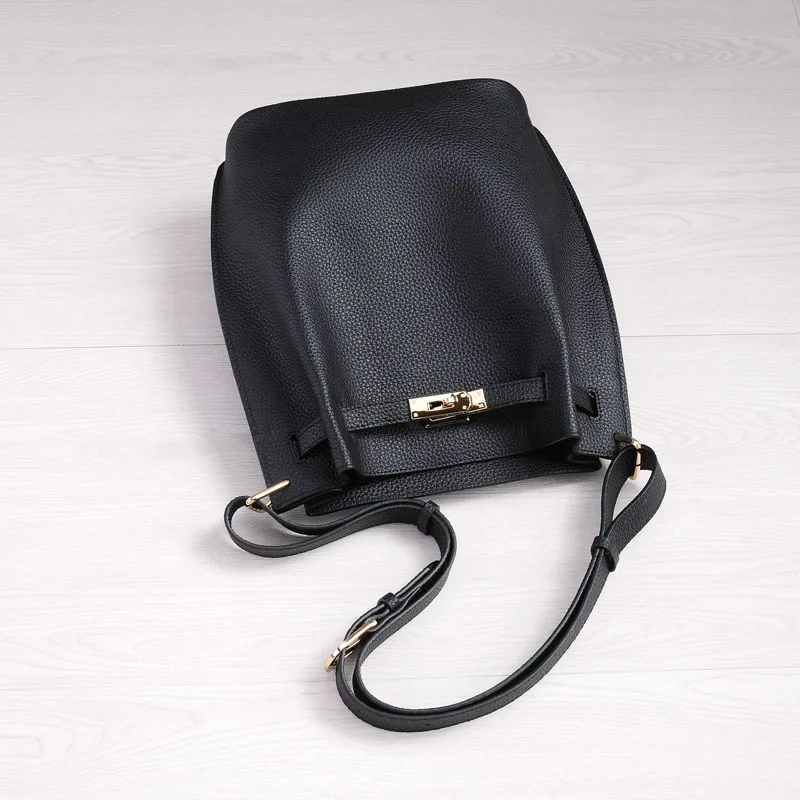 Новейшая роскошная женская сумка на плечо, модная женская сумка из натуральной кожи, женская сумка в западном стиле, вертикальная сумка из натуральной кожи - Цвет: Black