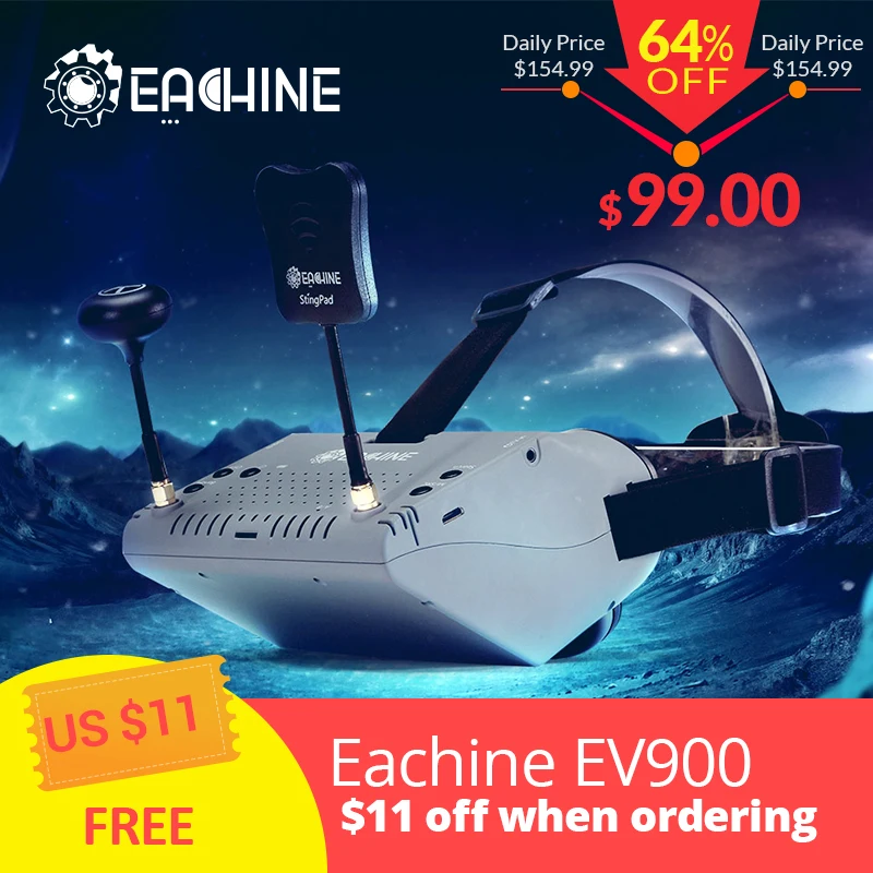 

In Stock!Eachine EV900 5.8G 40CH HDMI AR VR FPV Goggles 5 Inch 1920*1080 HD Display Built-in Battery