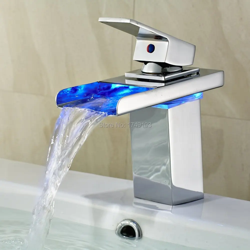 6" LED Water Flow Color Changing Contemporary Chrome Finish Brass