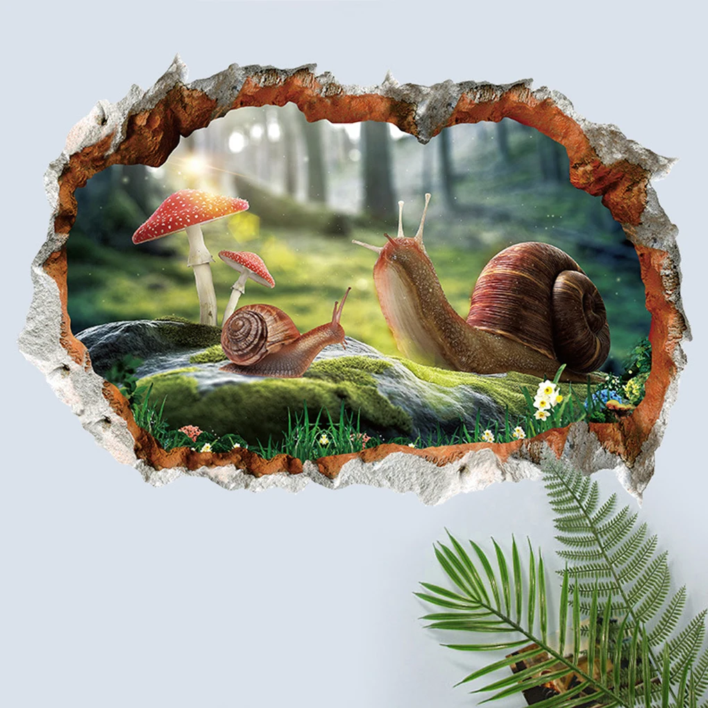 

3D Wall Stickers Broken Wall Snails Pattern Wall Tattoo Decal Decorative Sticker for Bedroom Kindergarten