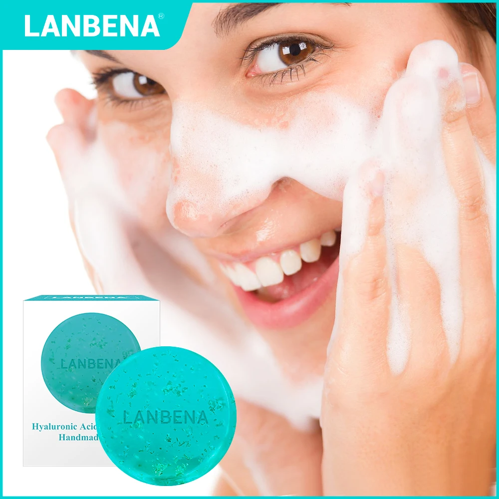 LANBENA Hyaluronic Acid Handmade Soap Face Cleaner Moisturizing Acne Treatment Repair Whitening Anti-Aning Winkles Facial Care