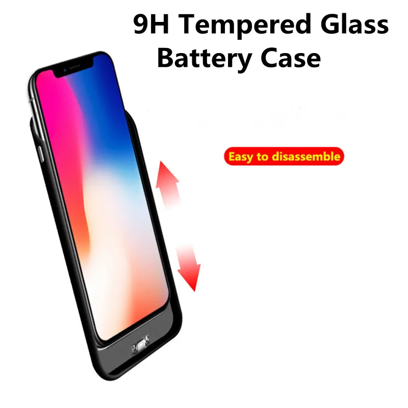Мобильная зарядка для iPhone 7, 8, 6, 6s, чехол, зарядное устройство, корпус из закаленного стекла, внешний аккумулятор для iPhone 8, 7, 6, 6s Plus