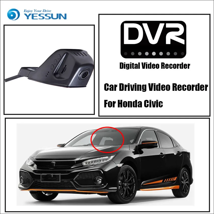 YESSUN фронтальная камера для автомобиля/DVR видеорегистратор Honda Civic iPhone Android Функция