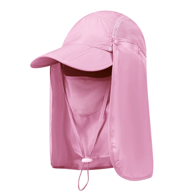 Наружная Складная быстросохнущая нейлоновая рыболовные кепки 360 градусов Солнцезащитная УФ шторка защитная маска для лица Ушная Шея крышка - Цвет: pink