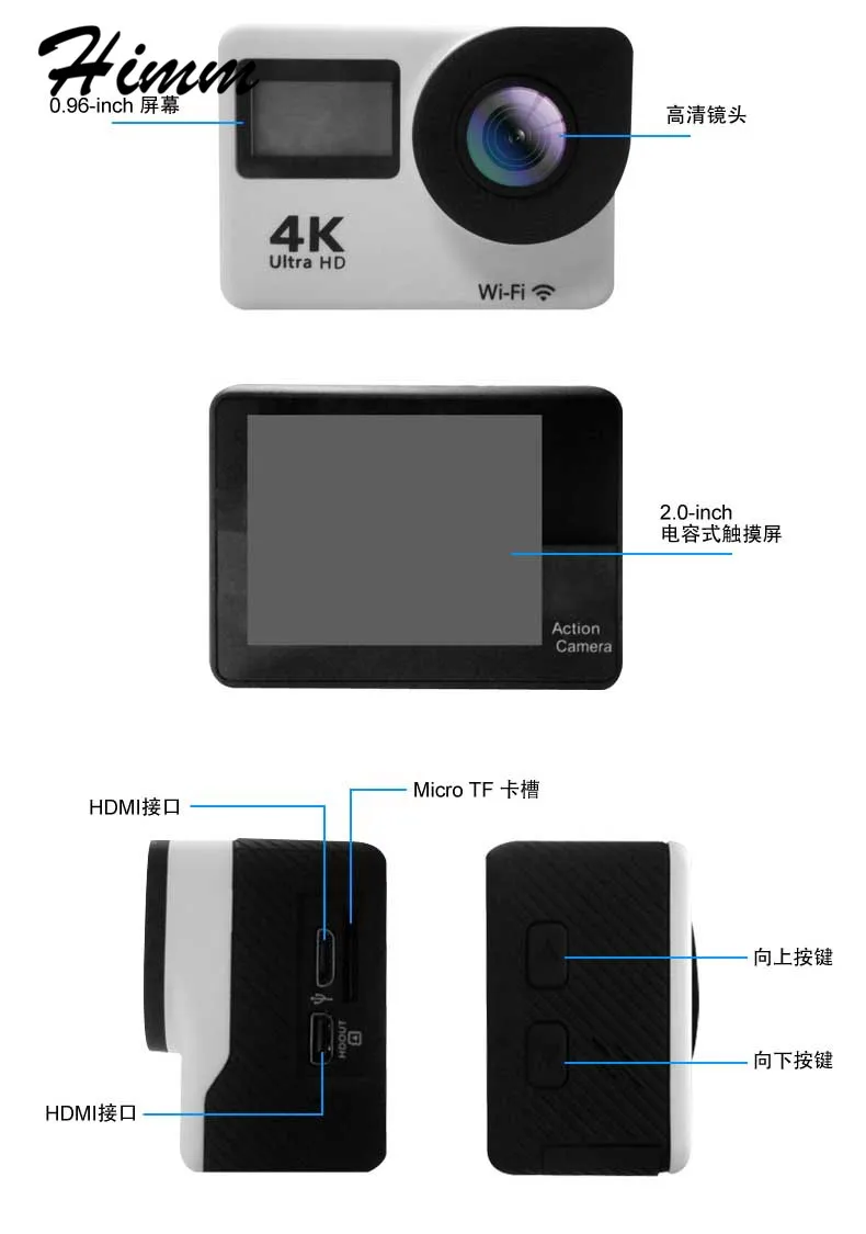 5 шт./лот t350 Спорт Камера 4 К 2.0 дюймов Wi-Fi 4 К 30fps 16mp H.264 30 м Водонепроницаемый 170 wide объектив Действие DV Спорт Камера