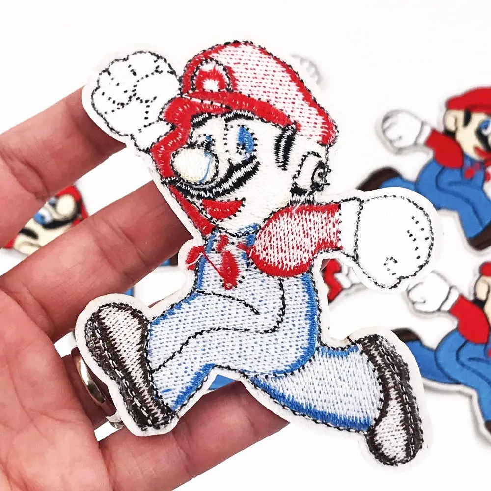 Гриб из Super Mario bros одежда в мультяшном стиле вышитые патч железа на пришиван