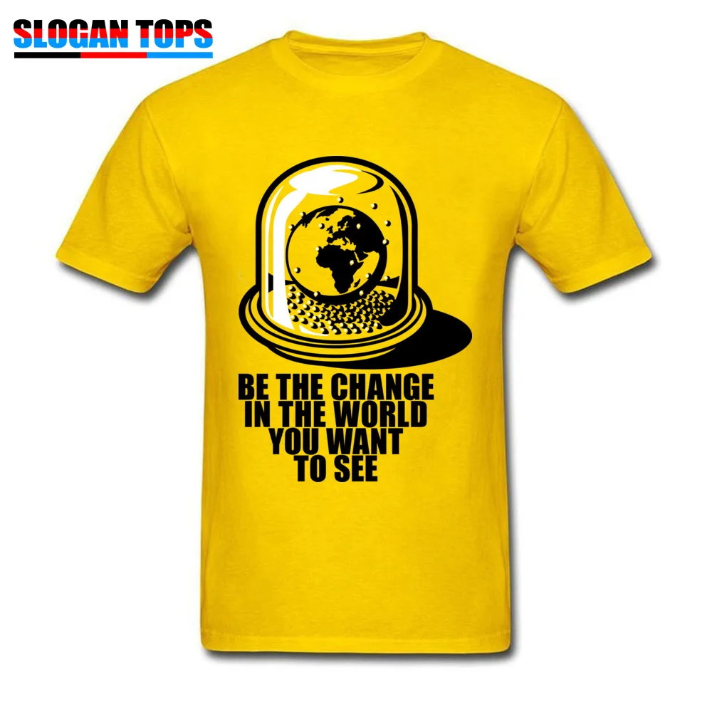  Design Tops Shirt Discount Short Sleeve Boy T Shirt TpicOriginaltitle Casual Summer Top T-shirts O Neck Top Quality World Snow Globe   Change the World Ghandi yellow