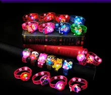 200PCS Flash LED Lighting Children Kids Bracelet Wrist Band Birthday Gift Party Decoration Cartoon Flash Luminous