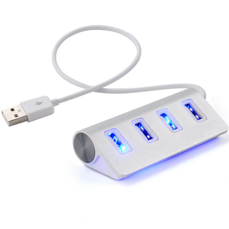 Binful высокое качество Алюминий синий светодиод Mini 4 Порты и разъёмы концентратор высокой Скорость USB 2.0 Splitter Адаптер HUB с кабелем для macBook портативных ПК