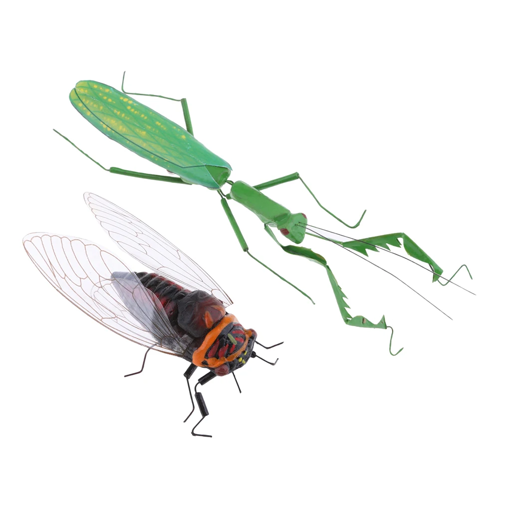 2pcs Lifelike Cicada Insect Figurines Garden Sculpture Home/Desktop/Tree Ornament