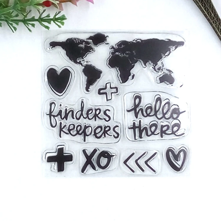 

Travel Series World Map Clear Stamps Scrapbooking Card Making DIY Decoration stencil Rubber Kid Scrapbook Toy stamps Free Ship