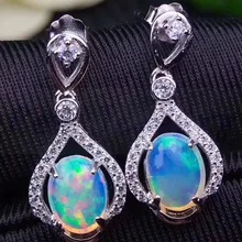 Опал Висячие серьги натуральный Природный Опал или топаз Серебро 925 пробы 1.1ct* 2шт драгоценный камень# T18060930
