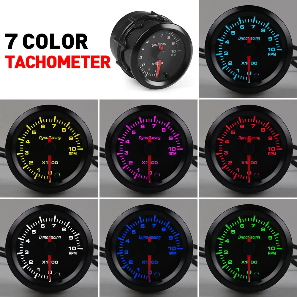 Dynoracing " 52 мм 7 цветов changeful подсветка Тахометр Высокая скорость шаговый двигатель с датчиком автомобиля метр TT101486
