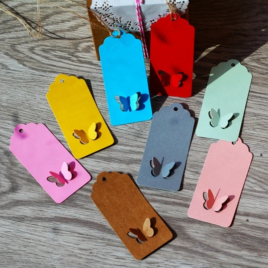 

Butterfly Scalloped Paper Gift Tags Wedding Favor Tags Vintage Wedding Tags Paper Label Cards