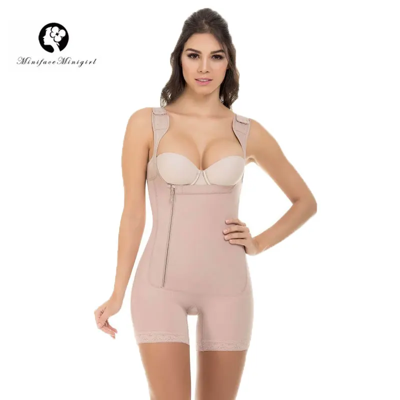 Women Postpartum Shapewear Underbust Tummy Control Full Body Shaper Seamless Spandex Body Briefer Fajas Colombianas