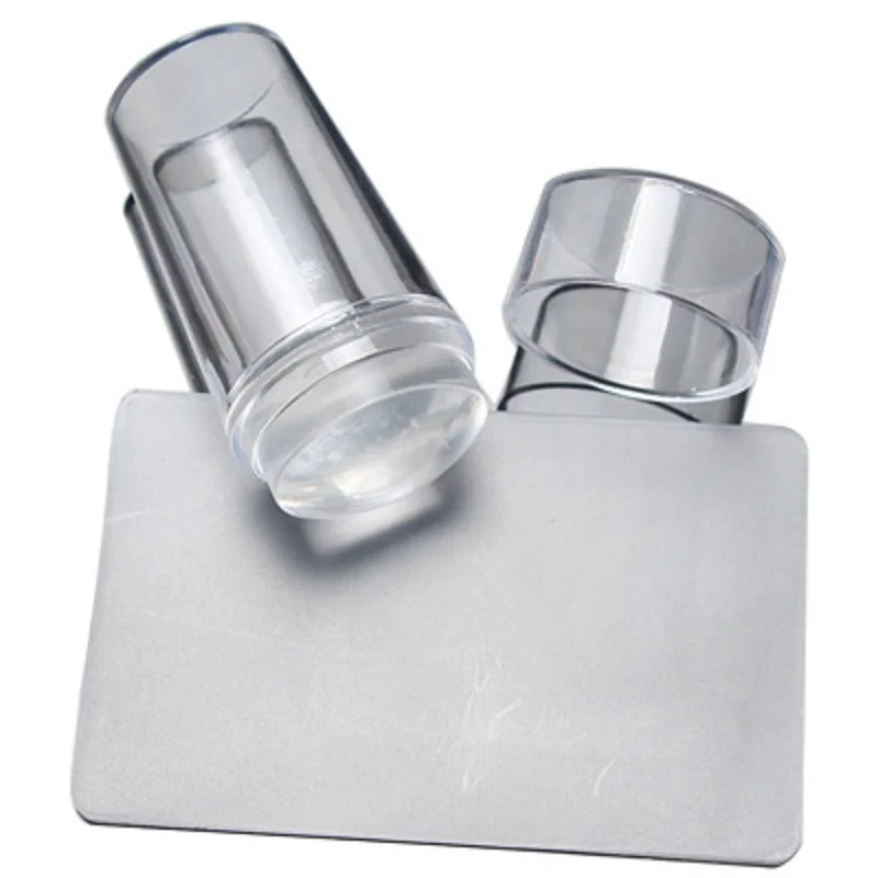 Штамп-инструмент для дизайна ногтей чистые прозрачные силиконовые пластины для штамповки ногтей скребок с крышкой прозрачный 2,8 см набор штампов для ногтей