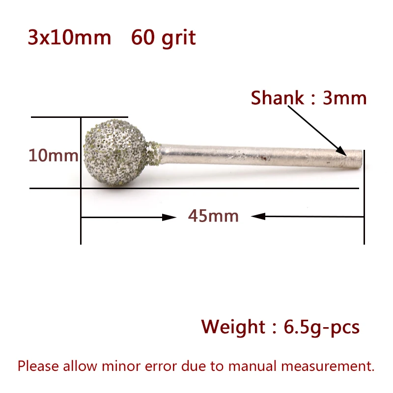 5 шт. абразивные инструменты алмазная шлифовальная головка с покрытием сферическая/шаровая Головка ремонт шлифовального долота 3 мм хвостовик Dremel Заусенцы Роторный инструмент