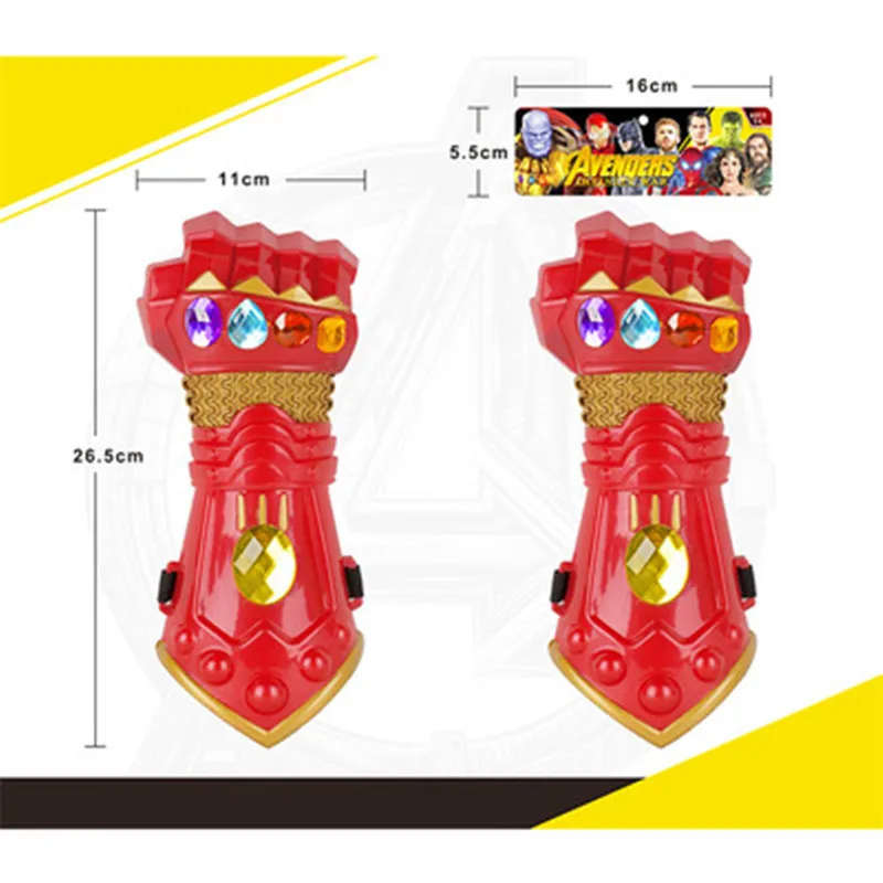 Дизайн Мстители танос фигурка Бесконечность рукавица Железный человек перчатка Таноса светодиодный светильник маска модель игрушки косплей дети мальчики игрушка