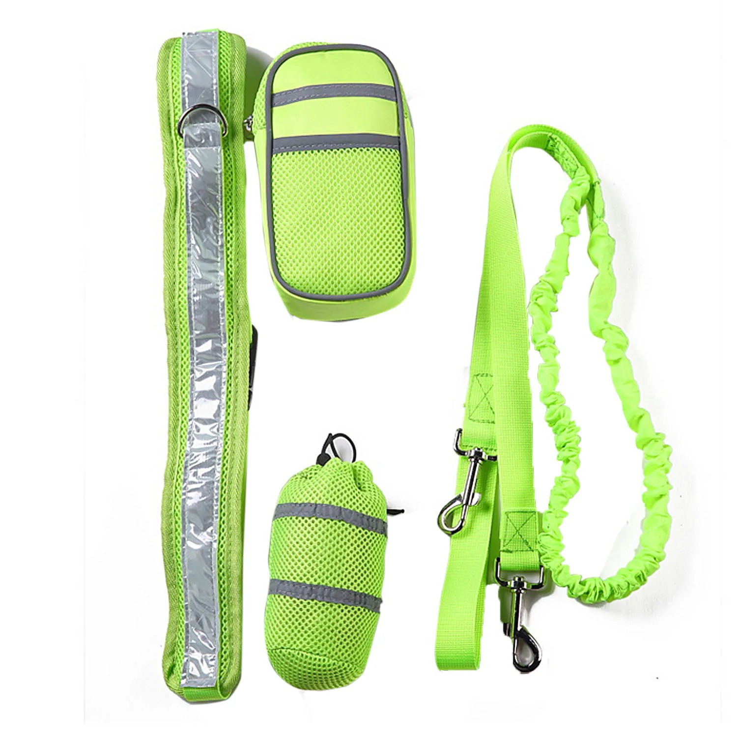 Behogar Elastic Nylon Adjustable Retractable Bungee Dog Leash Bottle Holder Waist Belt Zipper