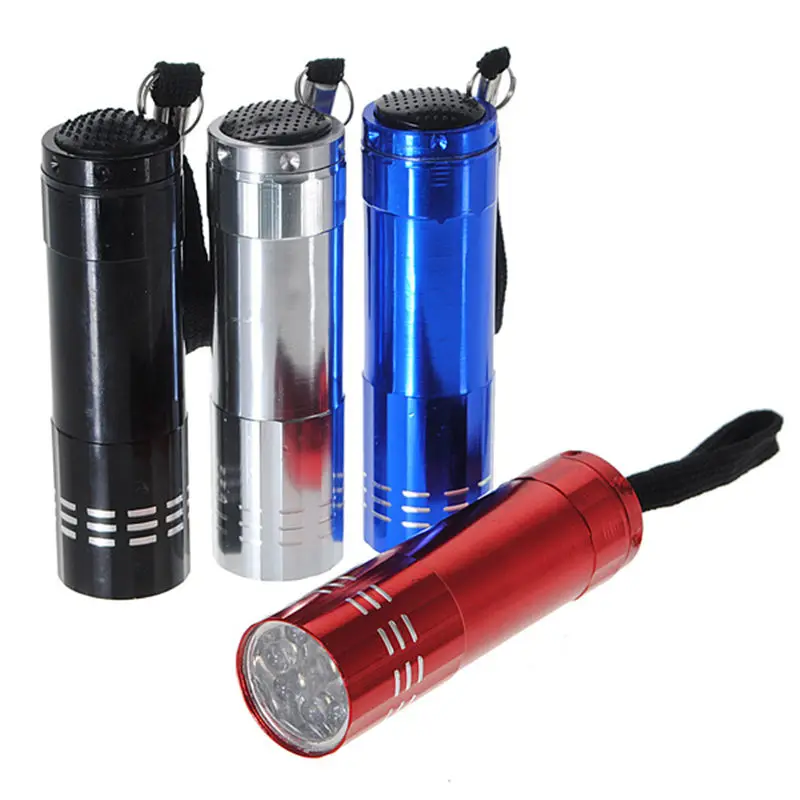

Mini Flashlight 9 LED Light Bulb Portable Pkt Hand Torch Aluminium Superbright Flash Flashlight Outdoor Camping Lamp Bike Light
