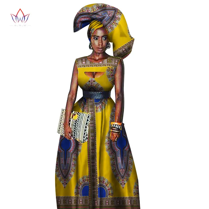 Традиционная африканская Женская одежда, Африканский принт, воск на заказ, длинные платья для женщин, африканская Женская одежда, платья Дашики WY1871 - Цвет: 6
