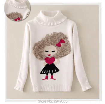 

Children's clothing sweater autumn and winter add thick girl high neck knit body stretch sweater