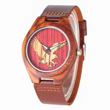 YISUYA Quartz Wooden Watches Red Sandalwood Ebony Maple Durable Leather Band Eagle Pattern Dial Natural Wood Watch montre homme YISUYA Quartz Wooden Watches Red Sandalwood Ebony Maple Durable Leather Band Eagle Pattern Dial Natural Wood Watch montre homme