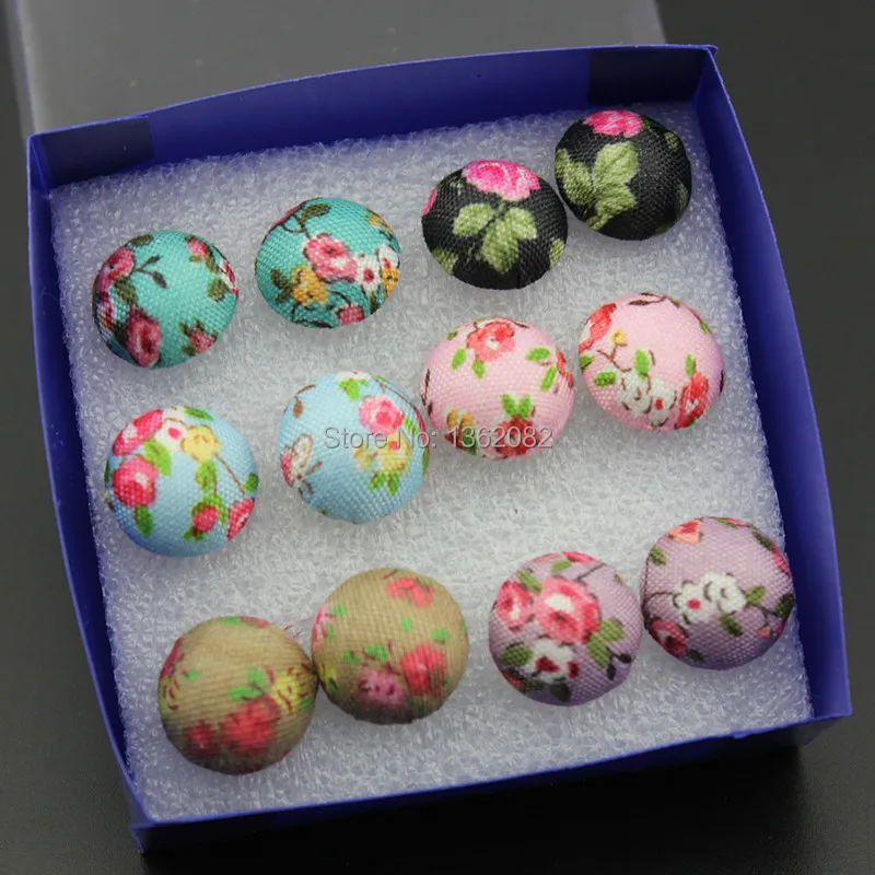 Хит, 6 пар, цветные тканевые цветочные серьги-гвоздики для девочек, Женские Ювелирные изделия из старинных серег ME184